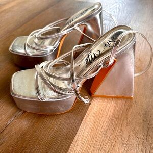Silver platform heels